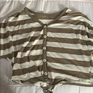 Green and white striped shirt